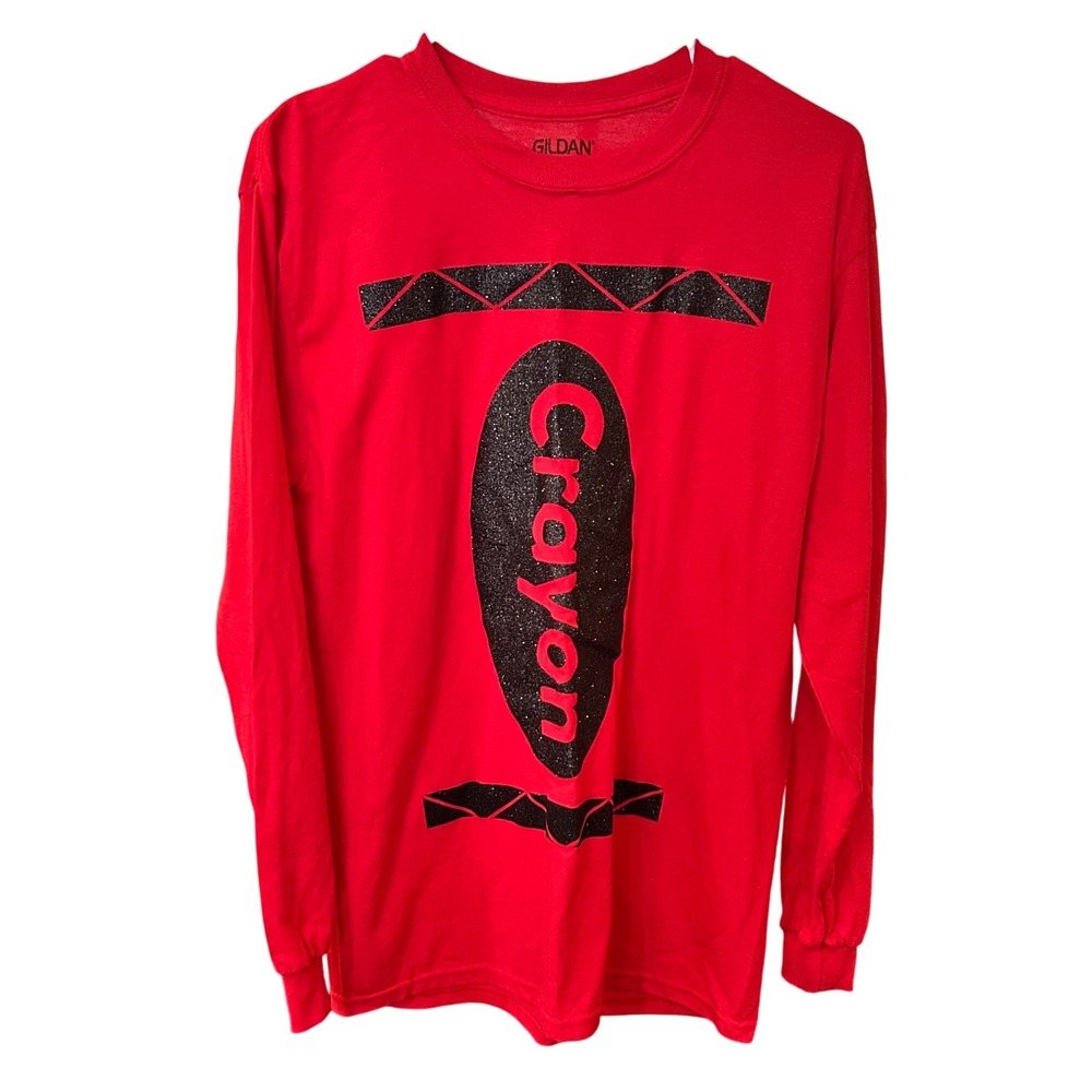 Gildan Crayon Costume Shirt Long Sleeve Halloween Cosplay Graphic Tee‎ M